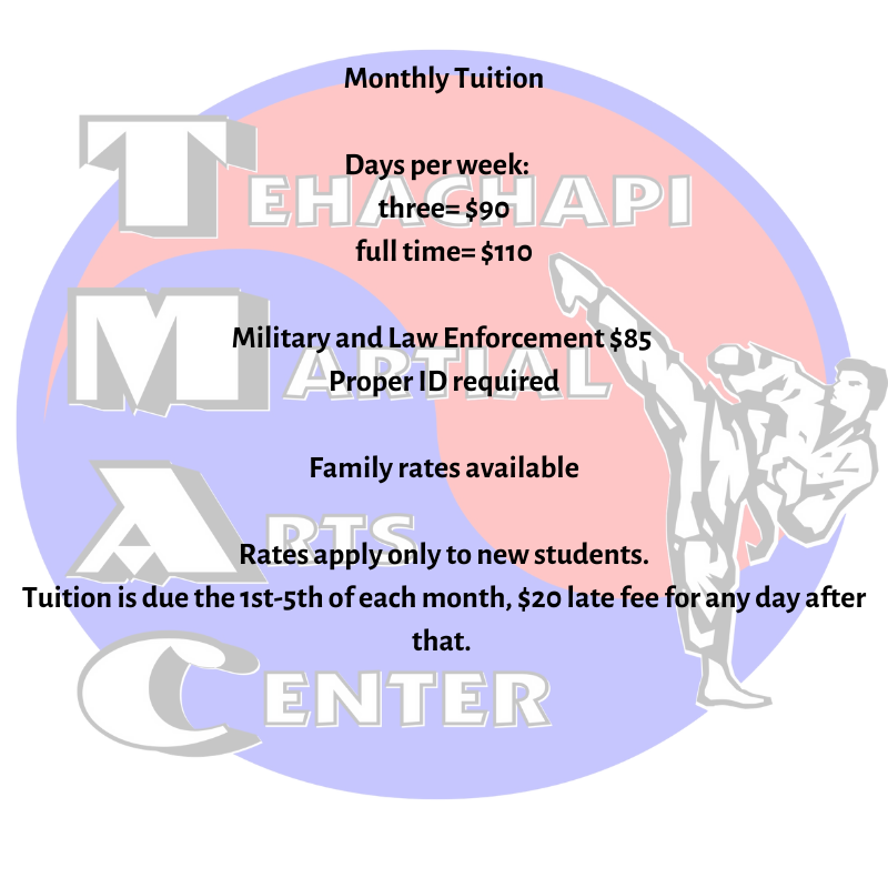 Tuition Tehachapi Martial Arts Center